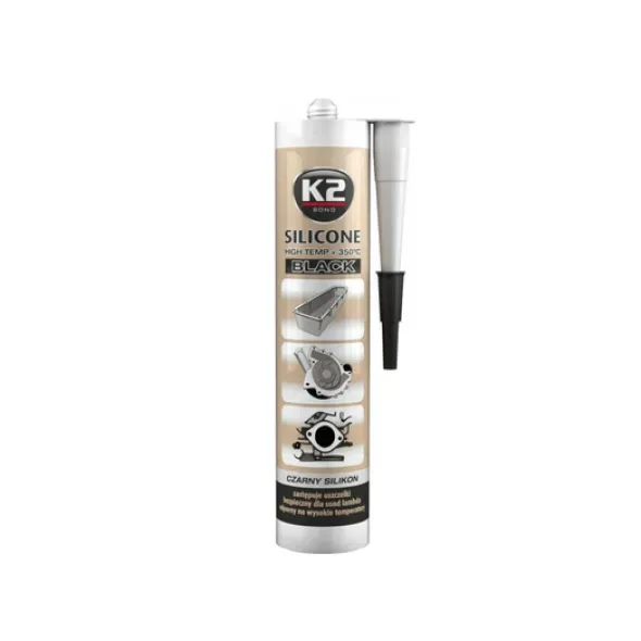 K2 Czarny silikon wysokotemperaturowy do 350°C kartusz 300g