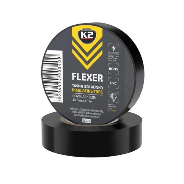 K2 Flexer taśma izolacyjna czarna 15mm x 10m