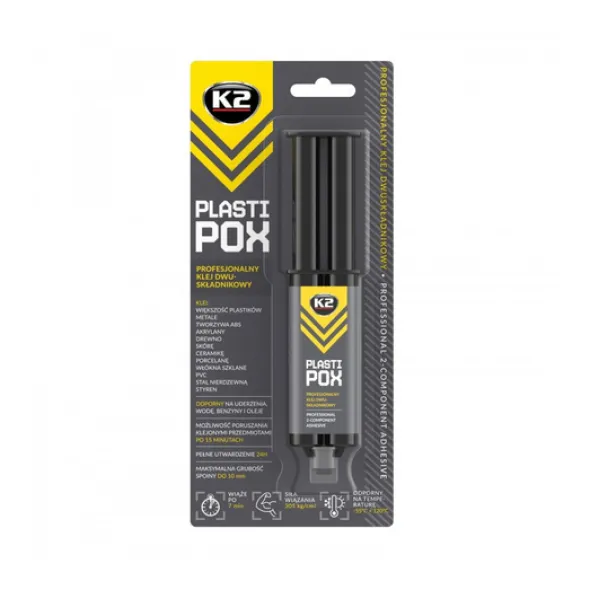 Klej do plastiku K2 Plasti Pox 25g + Plak do dezynfekcji powierzchni