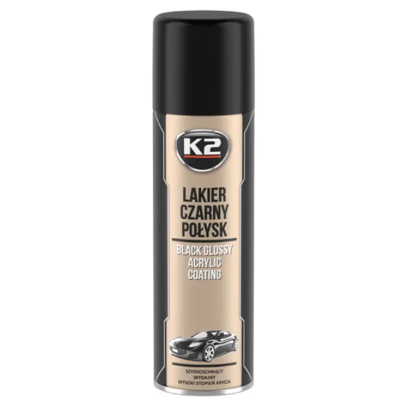 K2 Pro lakier akrylowy rally czarny połysk spray 500ml