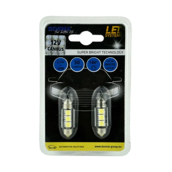 Led Bosma rurka 3x LED SMD5050 Canbus 12x36 White 2szt *3741*