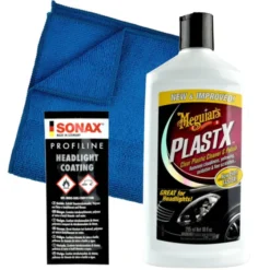 Meguiars Plast-X + Powłoka do reflektorów Sonax + mikrofibra