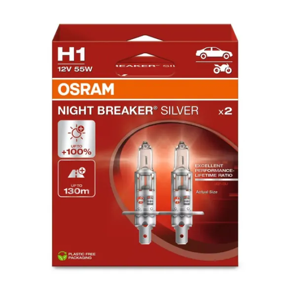 OSRAM Żarówki H1 Night Braker SILVER +100% Eko - 2szt