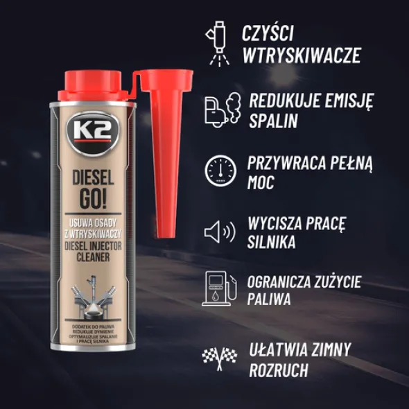 Preparat do czyszczenia wtryskiwaczy diesla K2 Diesel GO! 250ml