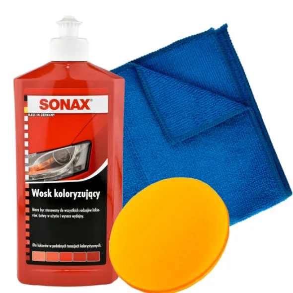 Wosk koloryzujący czerwony Sonax 500ml + aplikator + mikrofibra
